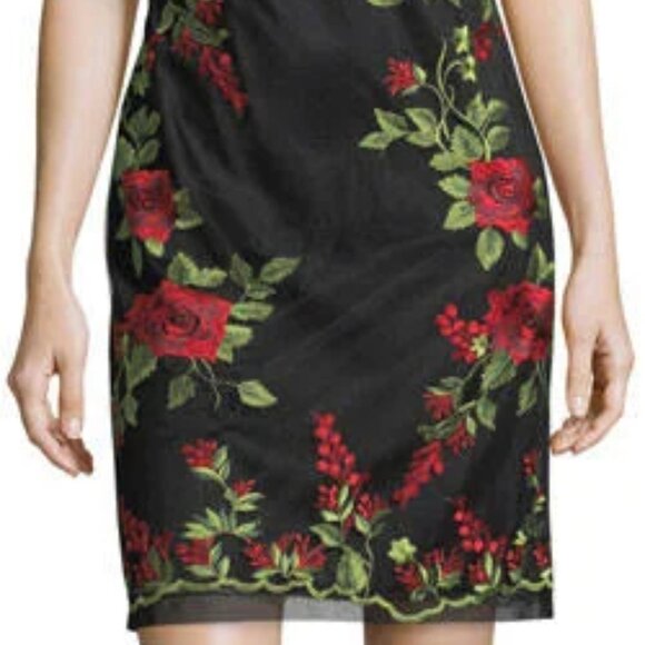 DONNA RICCO Floral Embroidered Mesh A-Line Mini Dress - Picture 5 of 6